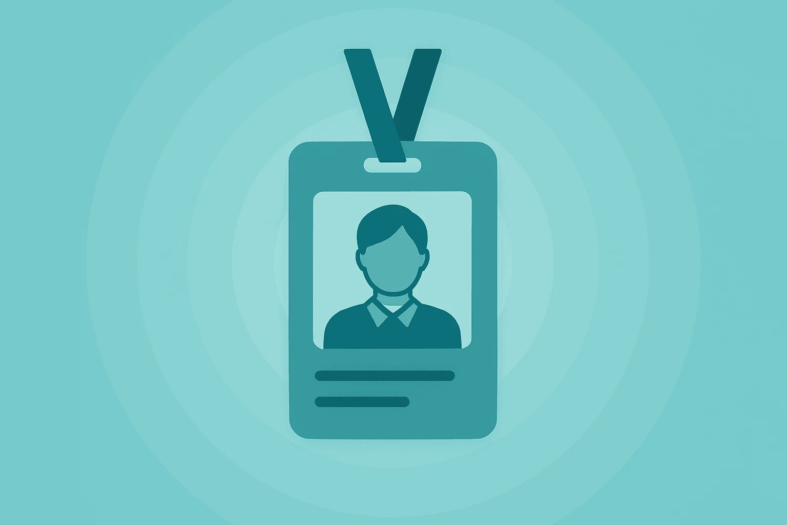 Flat vector stylized employee ID badges radiating subtle rings to suggest hiring momentum with ADP jobs report April 2026.