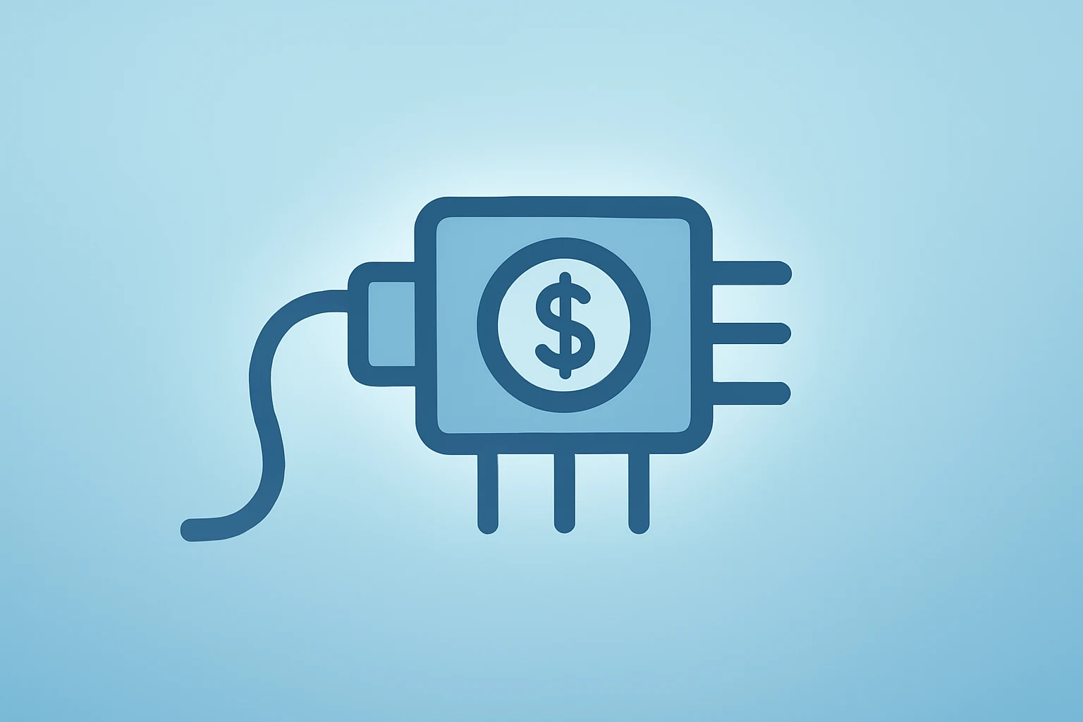Flat filled vector of a cable connector module with a dimmed glow symbolizing Amphenol earnings and guidance tension.