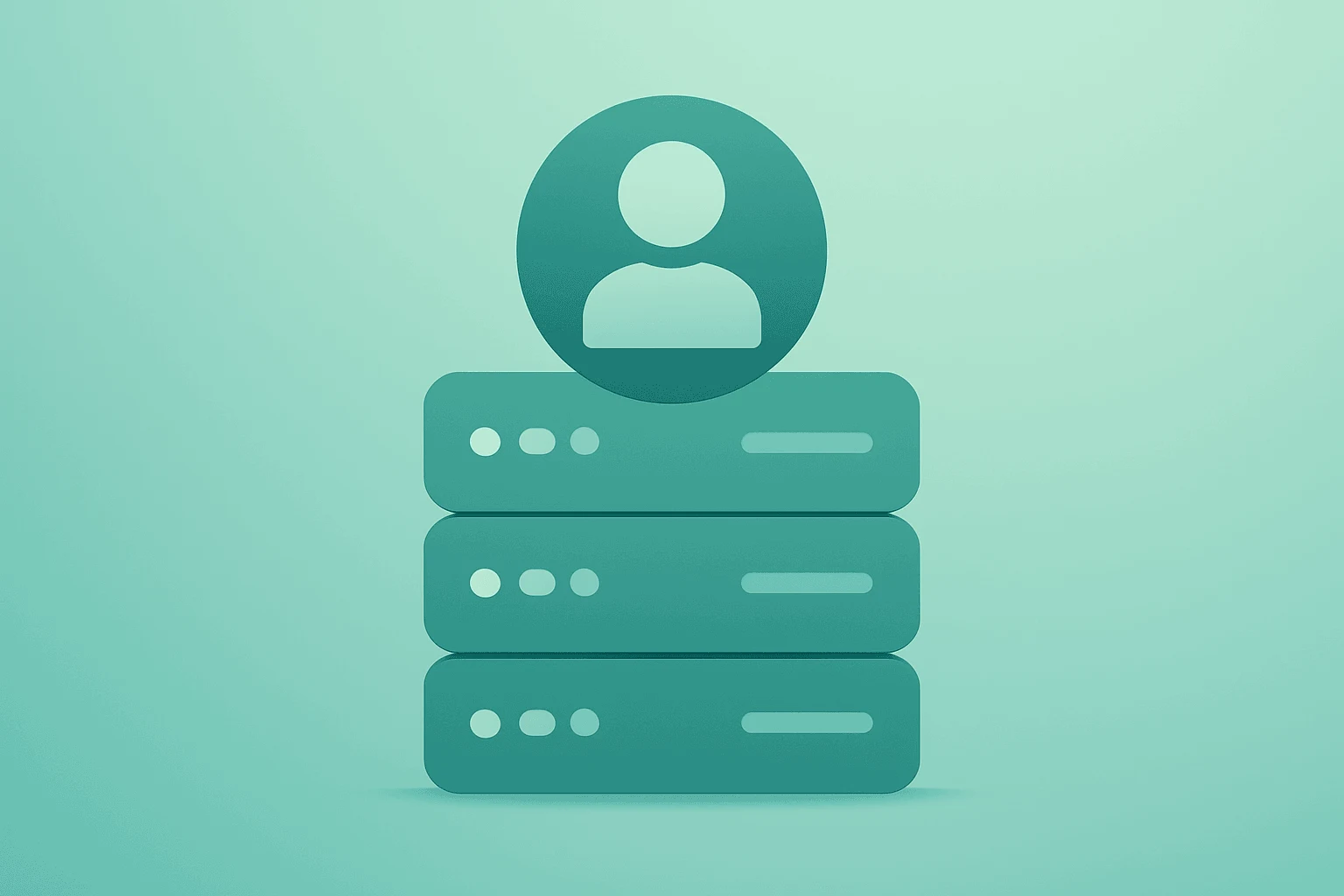Flat filled vector of a server stack with a softened core to symbolize OpenAI leadership change and a gap in AGI deployment.