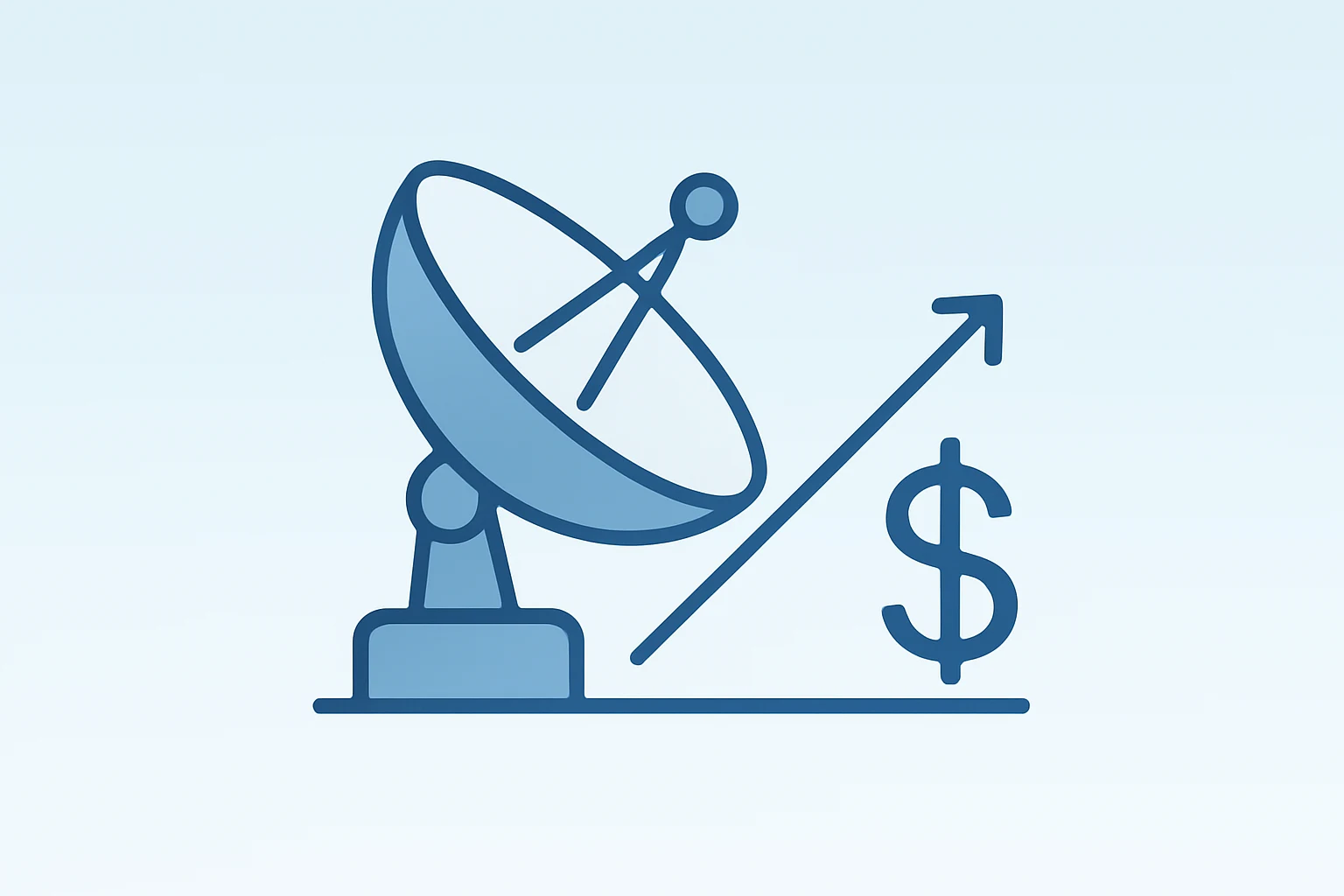 Flat filled vector of a satellite antenna unfolding to symbolize AST SpaceMobile convertible notes funding and repurchases.