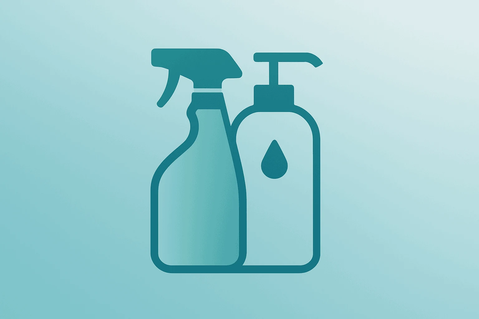 Flat vector of a cleaner bottle fused with a cog and crates to symbolize GOJO and inflation headwinds for Clorox earnings.