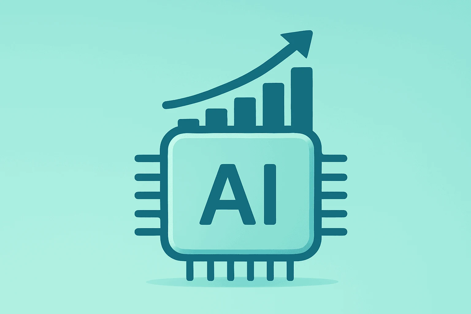 Flat vector of a stacked AI server chip swelling with modules to symbolize Cerebras guidance lifting revenue and margin.