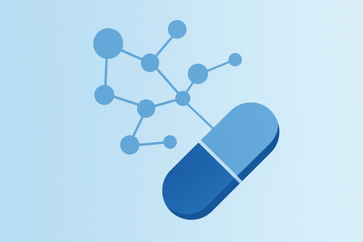 Flat filled vector of a lab vial with a capsule array to symbolize AstraZeneca earnings guidance and oncology momentum.