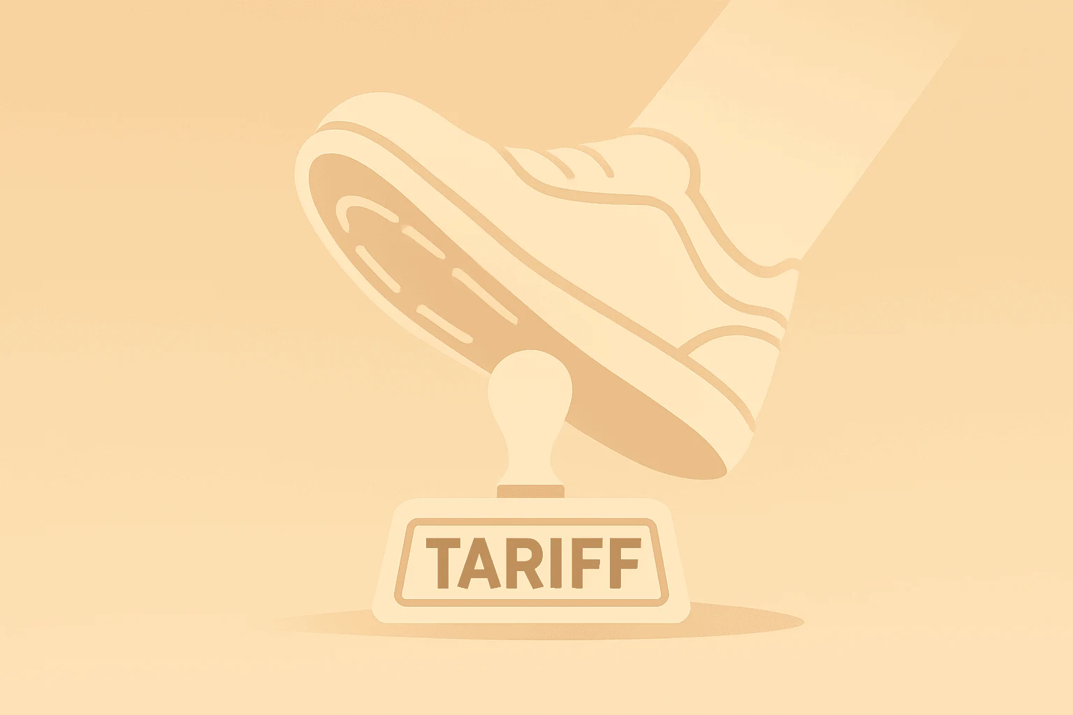 Flat vector of a shoe sole and tariff stamp on smooth gradient, reflecting Nike Q4 earnings margin lift and China weakness.