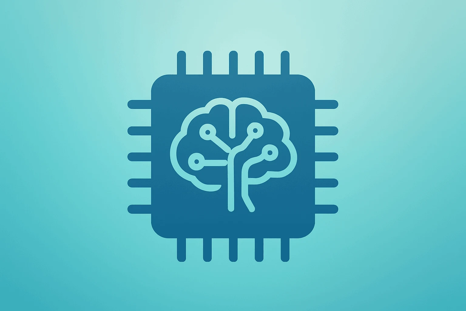 Flat vector of a silicon AI chip fused with a simplified model core to illustrate the Google Gemini update efficiency push.