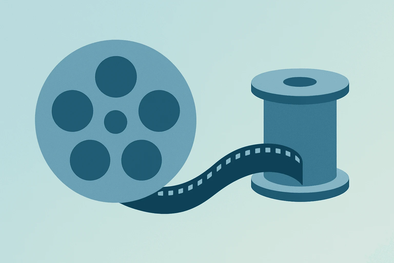 Flat vector film reel merging with a vault to symbolize EU approves Paramount Warner deal and advancing closing prospects.