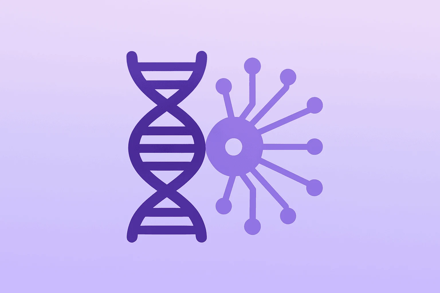 Flat vector molecular helix merging with a neural lattice to symbolize the Novo Nordisk OpenAI partnership in drug discovery.