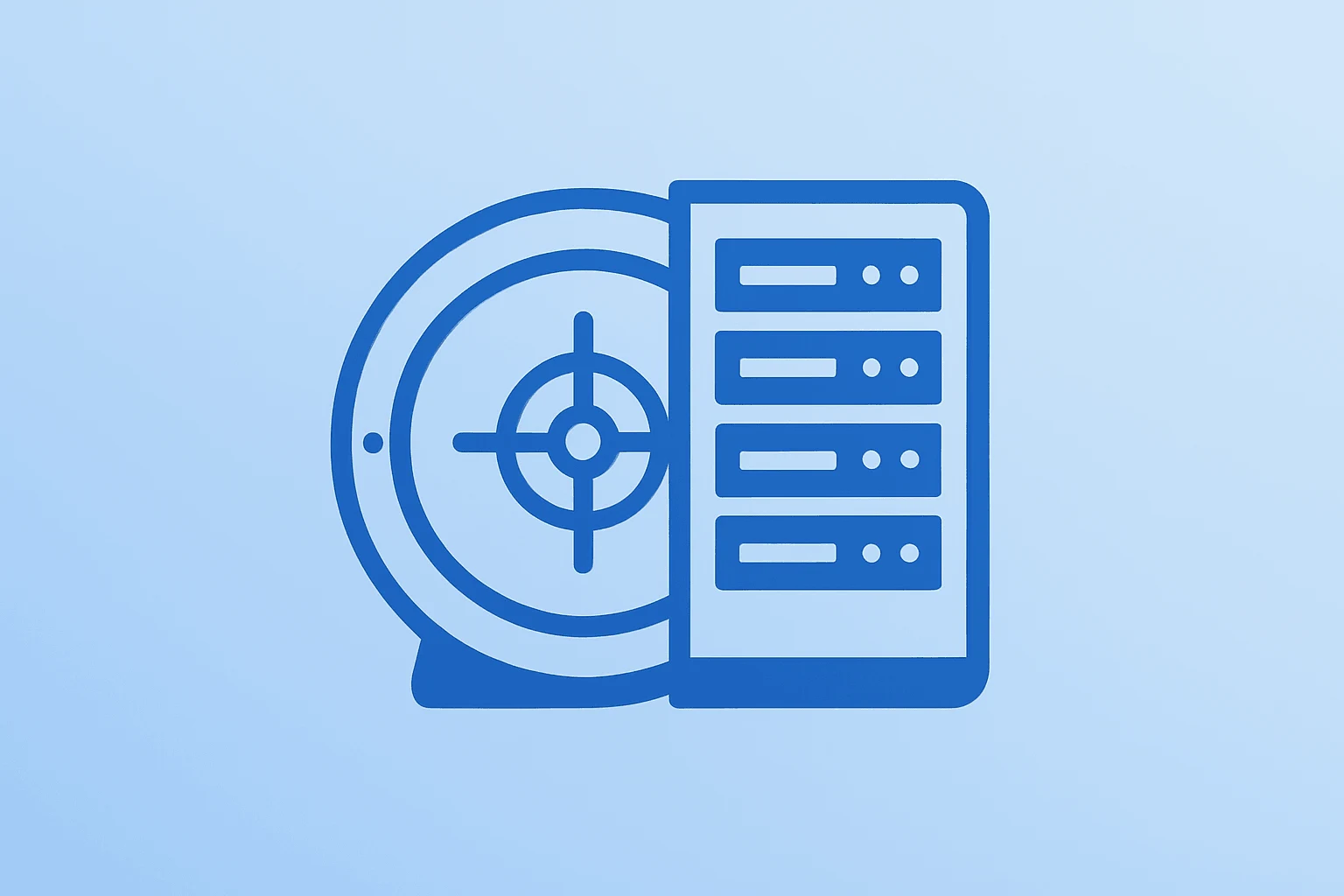 Flat vector of a bank vault morphing into a server rack to illustrate JPMorgan AI hiring rebalancing staff toward tech roles.