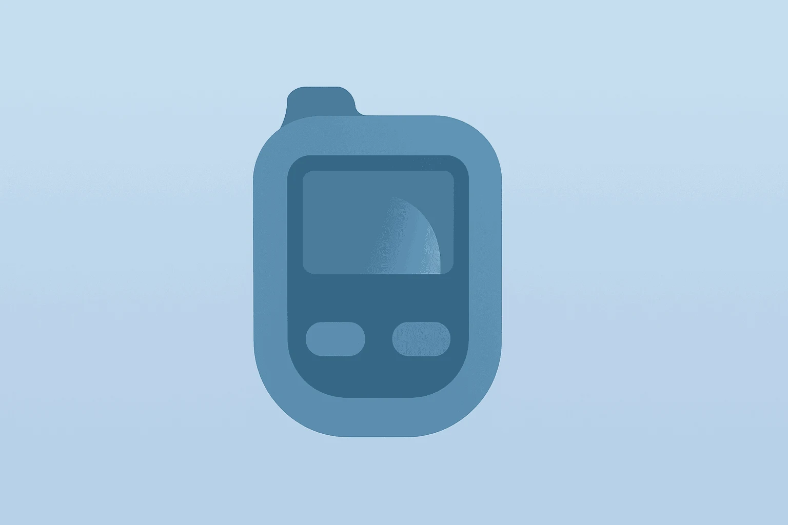 Flat filled vector of a medical pump module with a dimming pod to symbolize Insulet guidance cut and retention risk.