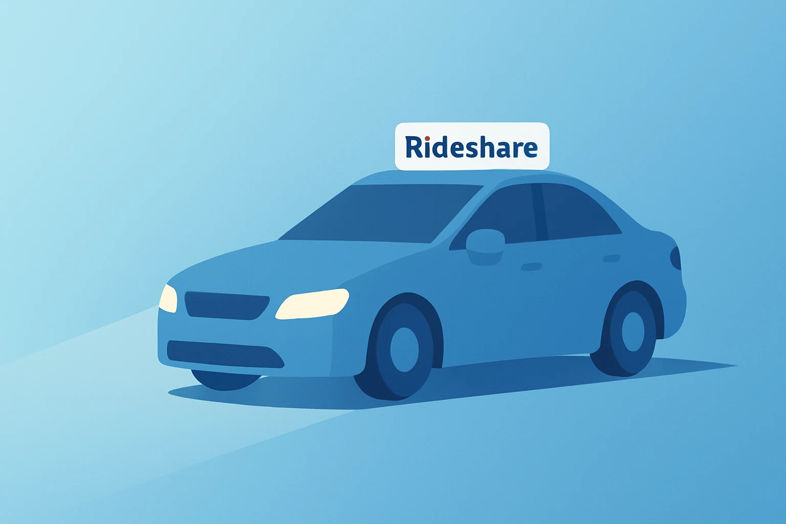 Flat vector of a rideshare vehicle with a dimming headlight symbolizing Lyft earnings and softer 2026 guidance
