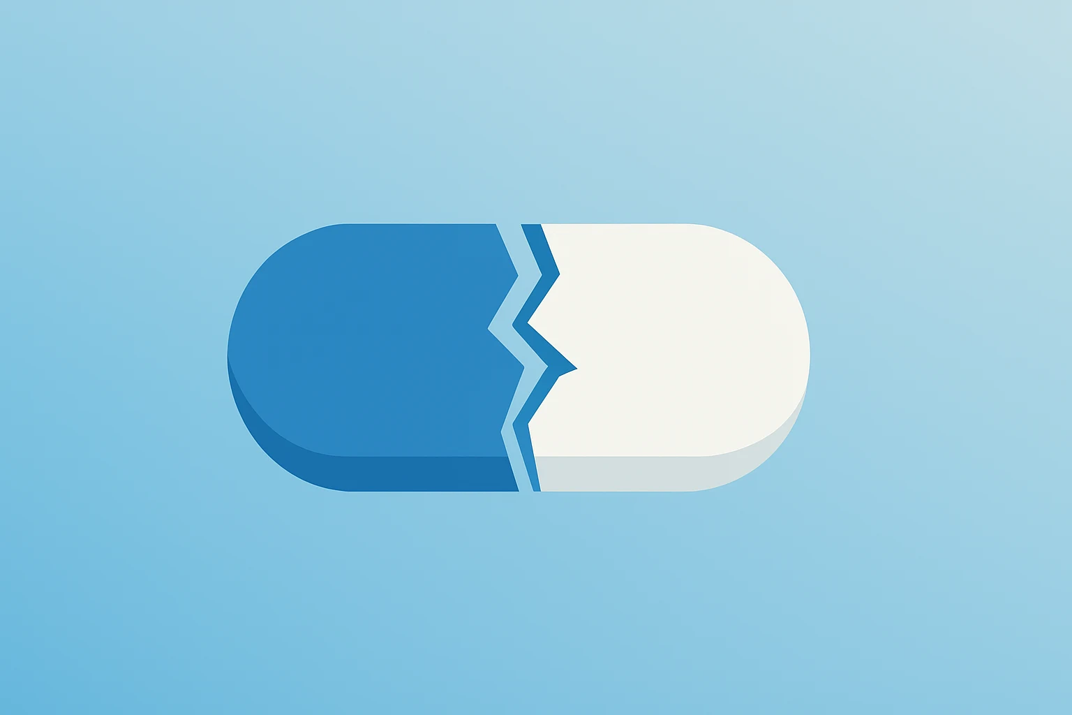 Flat vector of a fractured capsule symbolizing Corcept Therapeutics Investigation and legal and regulatory risk to relacorilant.