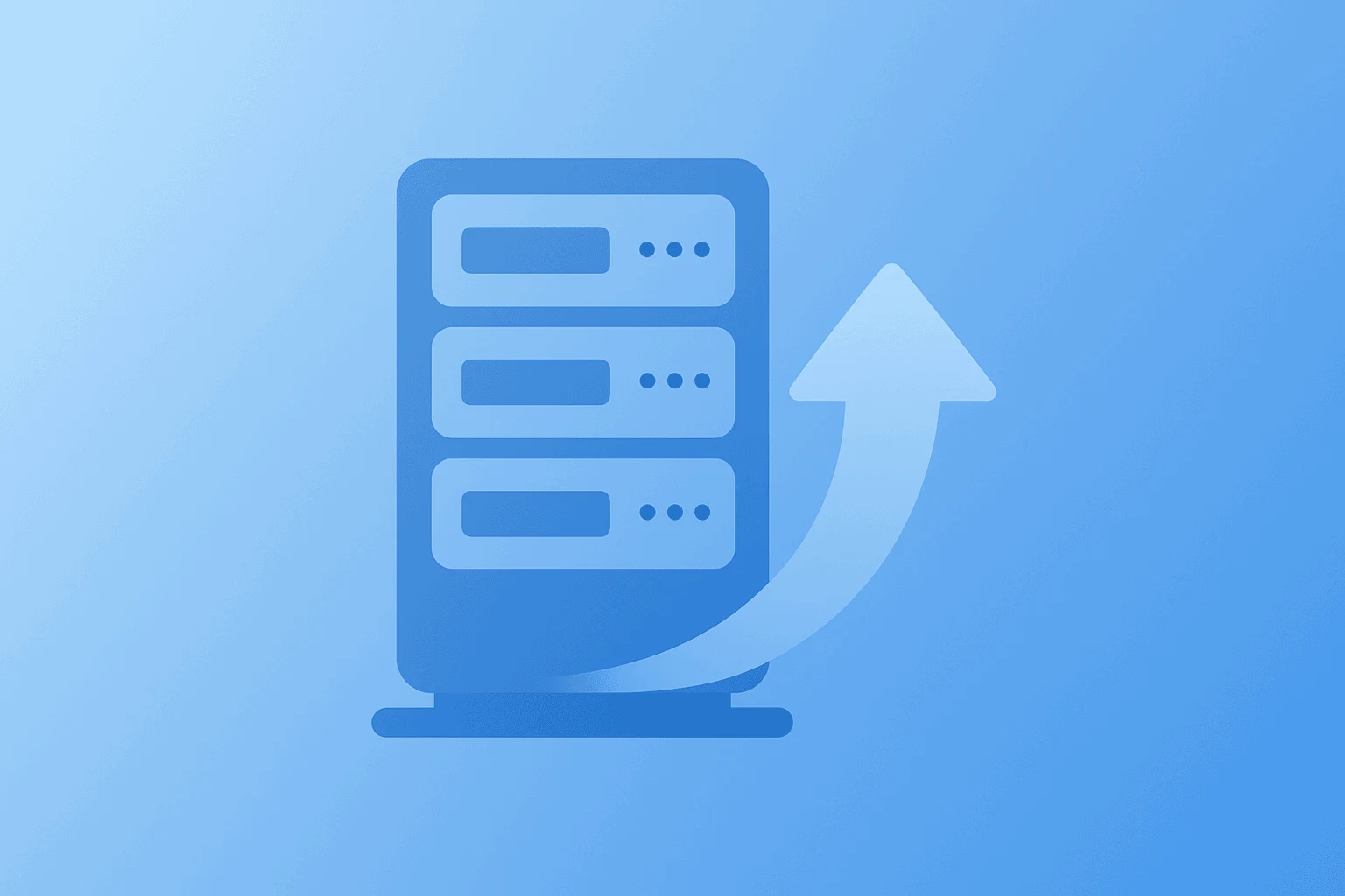 Flat filled vector of a server chassis surging forward to symbolize Intel earnings and AI data center momentum.