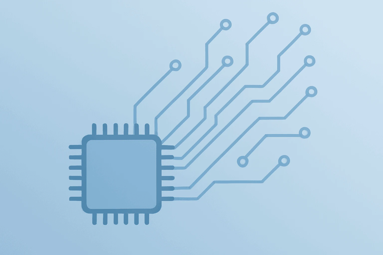 Flat vector server chip with expanding circuit, symbolizing Meta AWS Graviton deal and multibillion-dollar AI infrastructure