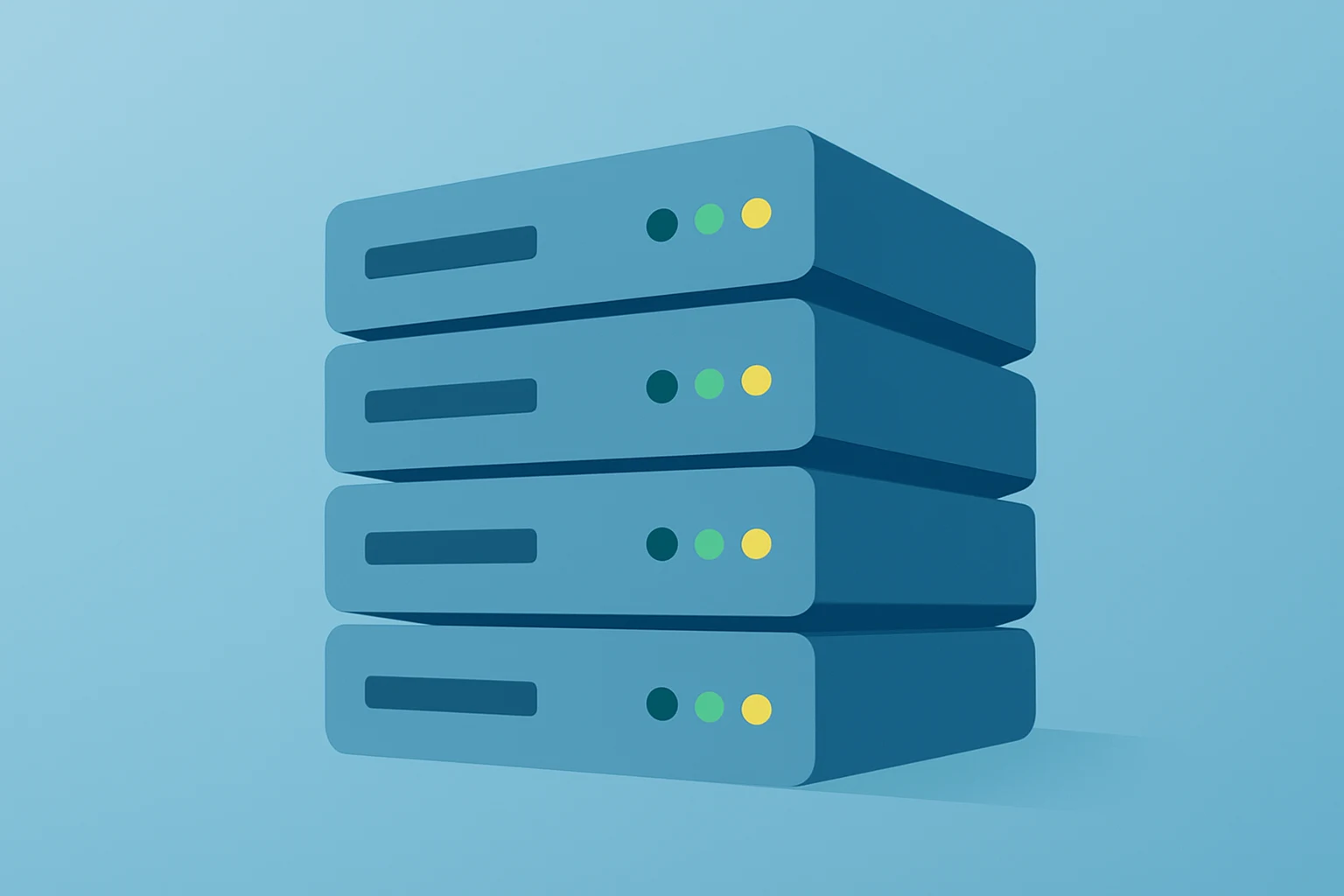 Flat-vector server rack dimmed under a fractured shell to evoke Pure Storage earnings and hyperscaler sales pivot.