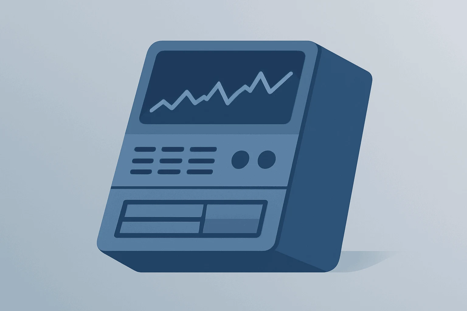 Flat vector editorial illustration of a trading server split to symbolize Robinhood layoffs and restructuring.