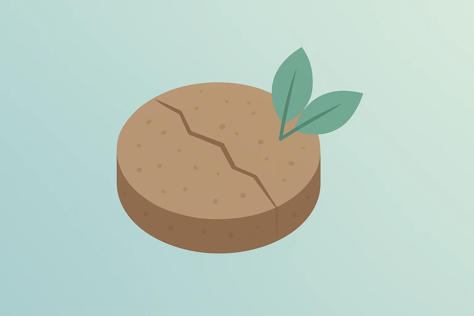 Flat vector of a dimmed plant-based patty with a hairline fracture to symbolize Beyond Meat Q4 2025 earnings weakness.