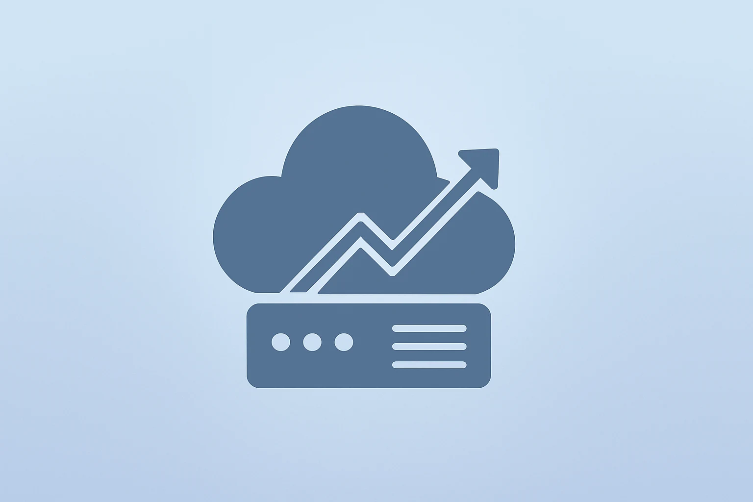 Flat vector showing a cloud server with a backloaded revenue ramp to illustrate SAP Q4 Results backlog timing.