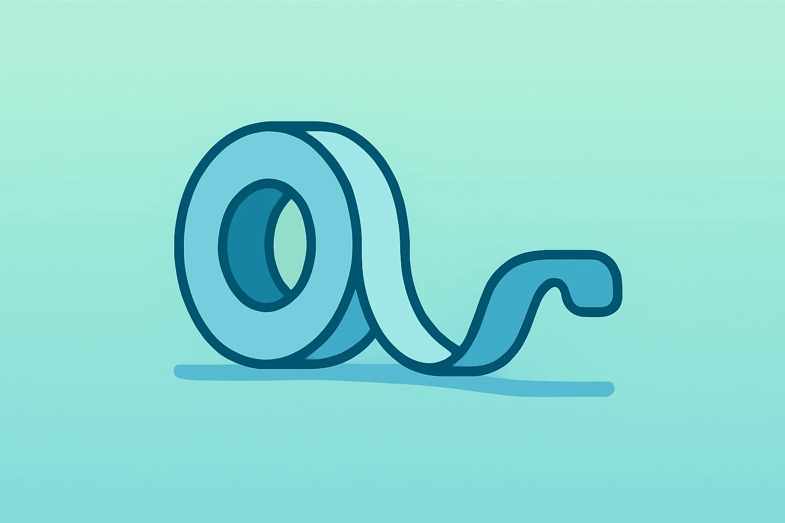Flat filled vector of an adhesive tape spool unfurling to symbolize 3M Q2 2026 earnings beat and guidance lift