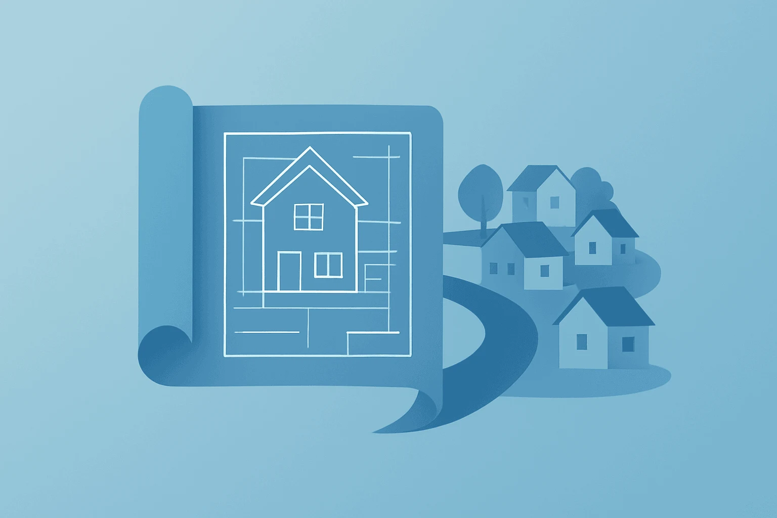 Flat filled vector of a home expanding footprint to symbolize the Dream Finders Beazer acquisition and consolidation.