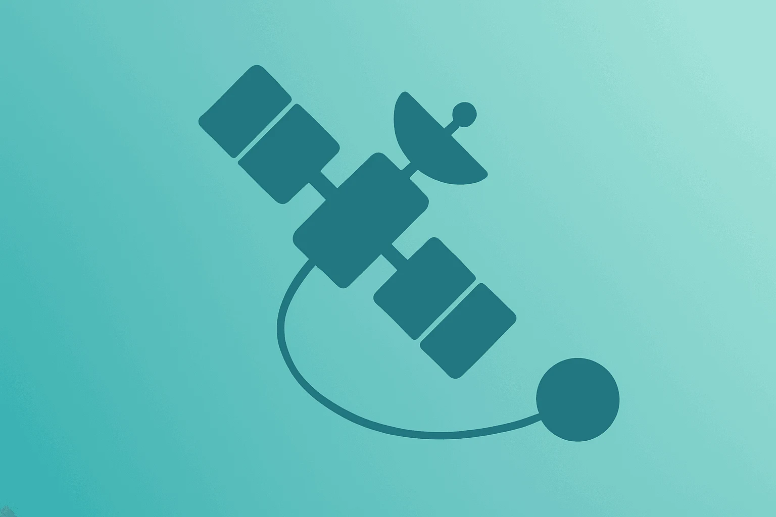 Flat filled vector of a satellite with a fractured shell, symbolizing AST SpaceMobile convertible notes funding strain.
