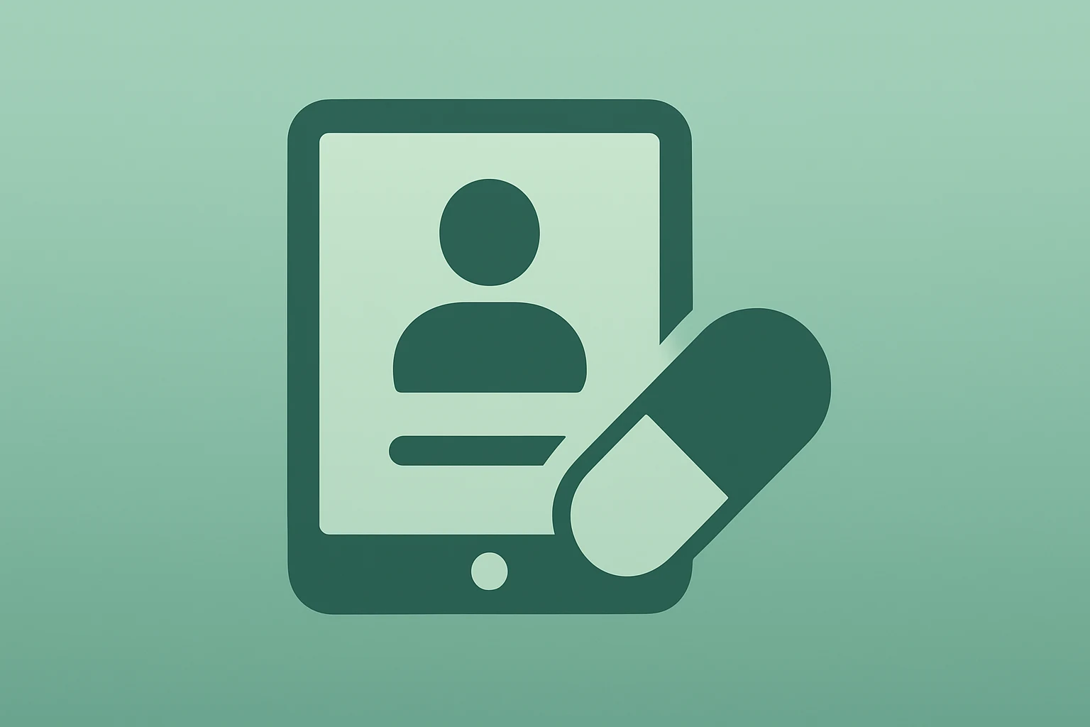 Flat-vector telehealth icon merging with a prescription module to symbolize Hims & Hers Canada expansion.