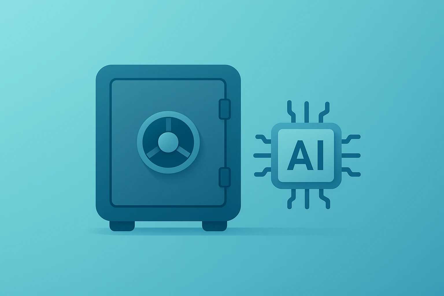 Flat vector of a data-center vault merging with an AI core to illustrate the SoftBank OpenAI investment pivot.