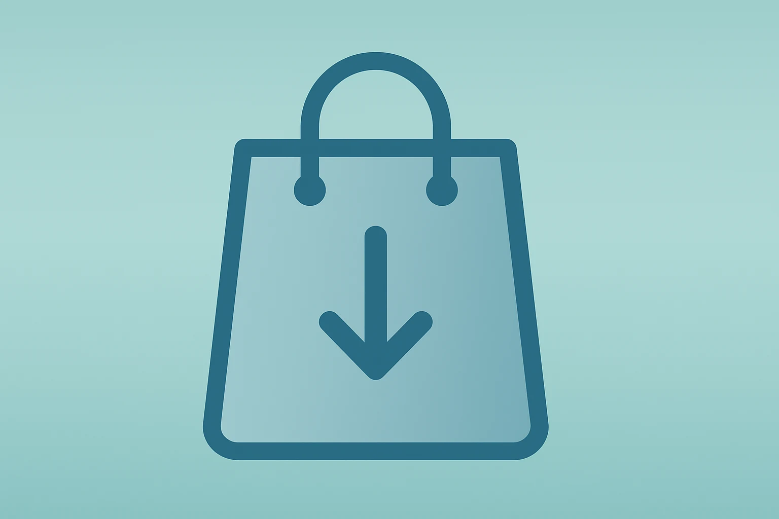 Flat vector shopping bag dimming on a smooth gradient, representing U.S. retail sales stall and consumer slowdown.