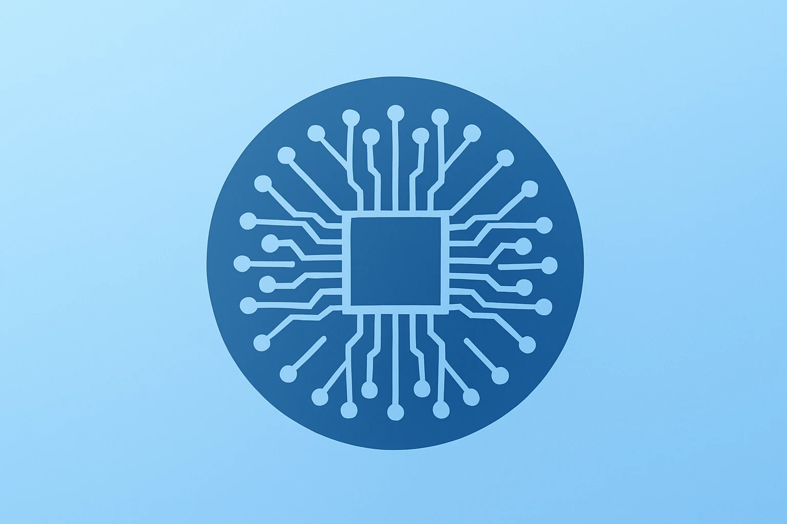 Flat filled vector of a semiconductor wafer with expanding circuit to symbolize TSMC stock and AI-chip driven capex risk.