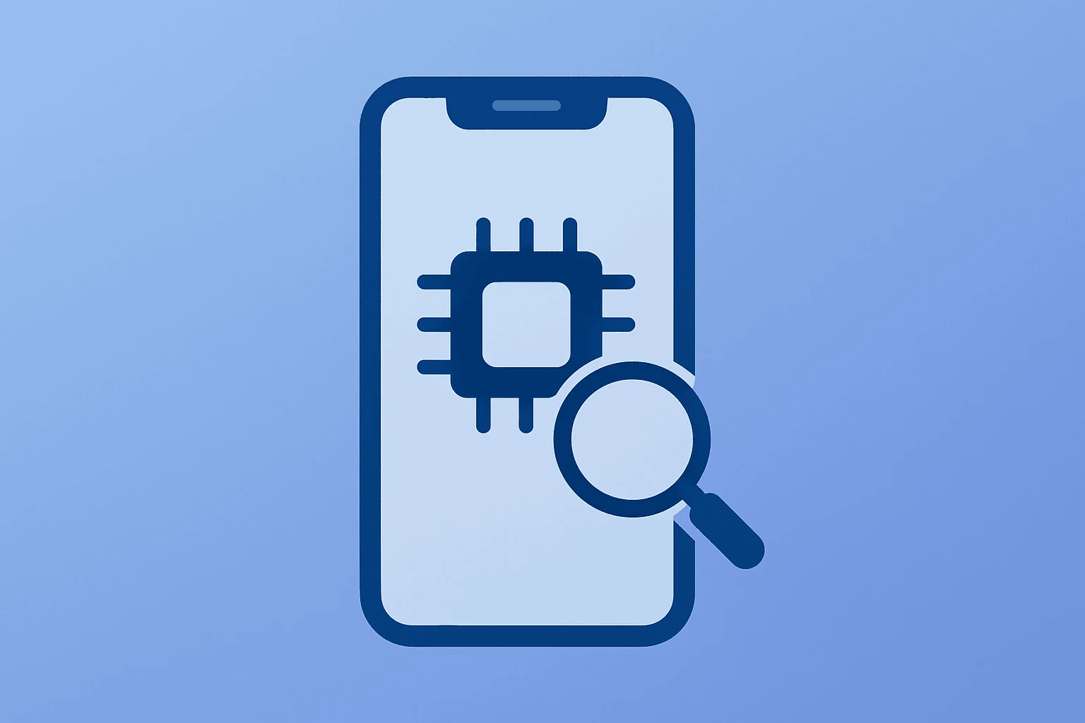 Minimal flat-vector smartphone core under scrutiny illustrating Apple AI lawsuit settlement and potential device payouts.