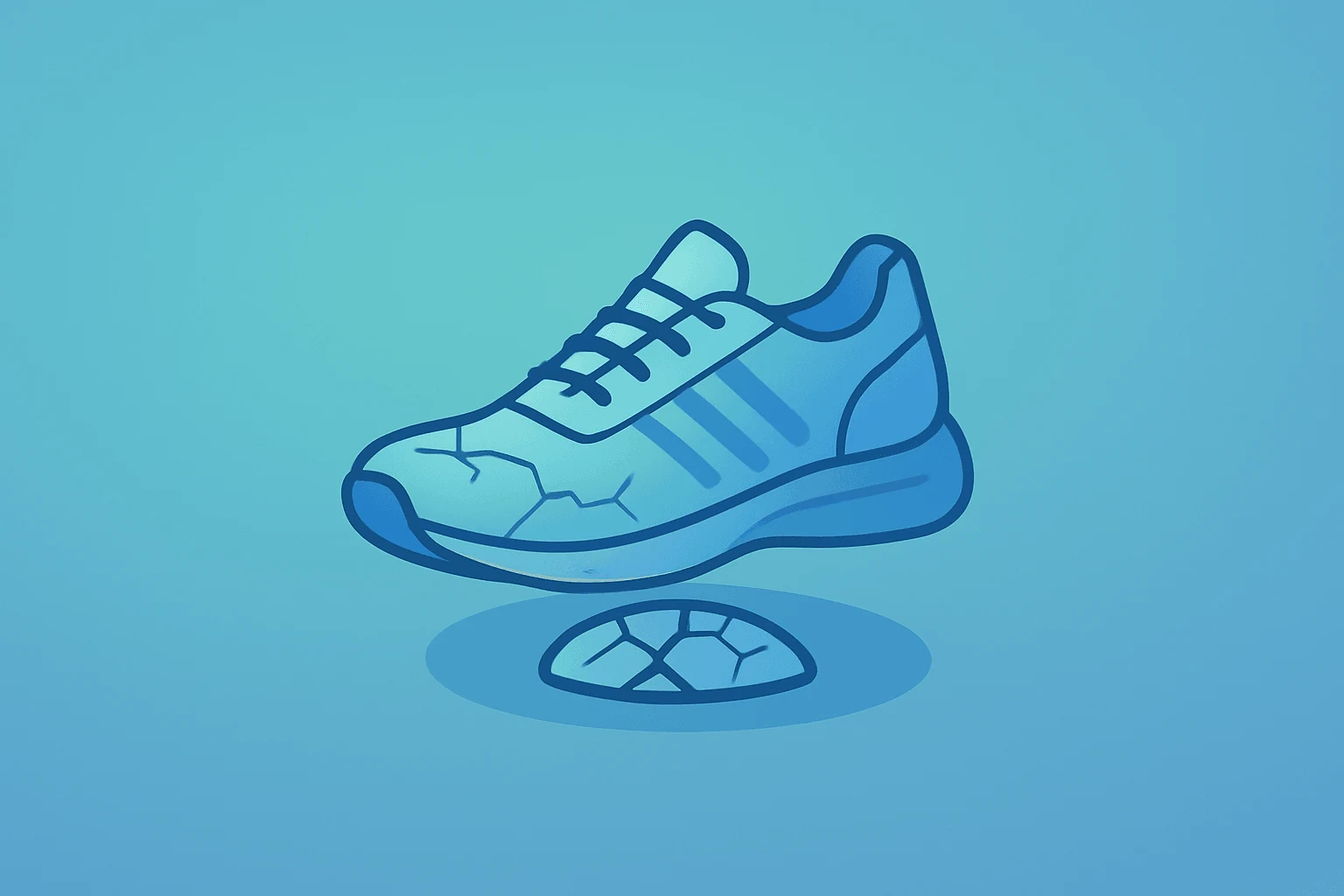 Flat filled vector of a cracked athletic-shoe vault under a dimmed glow symbolizing Nike stock China and digital slump.