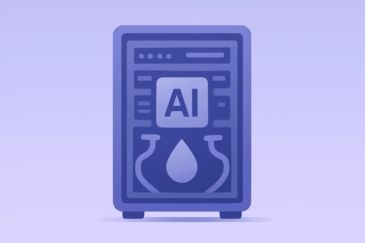 Flat vector of a liquid-cooled server rack repurposed for AI compute, symbolizing IREN earnings pivot.