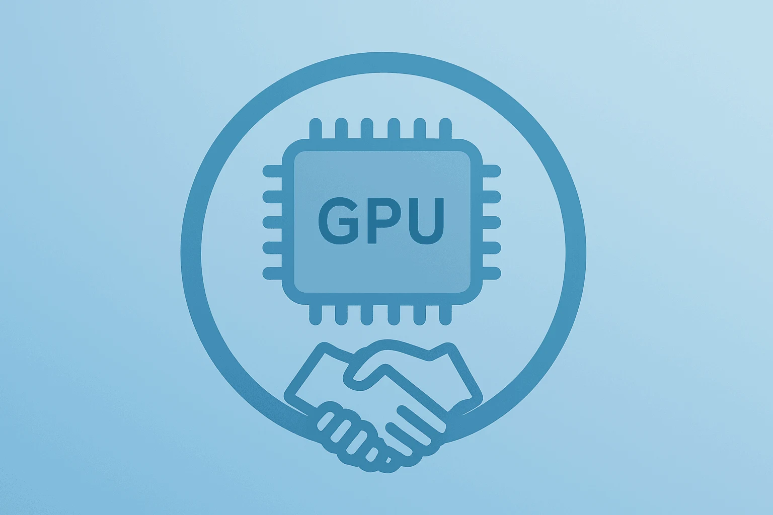 Flat-vector GPU module with a contract band on a light gradient background symbolizing SpaceX GPU financing.