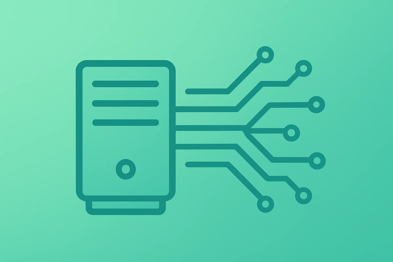 Flat filled vector of a server chassis with expanding circuitry to symbolize Intel Q4 2025 earnings guidance and upside.