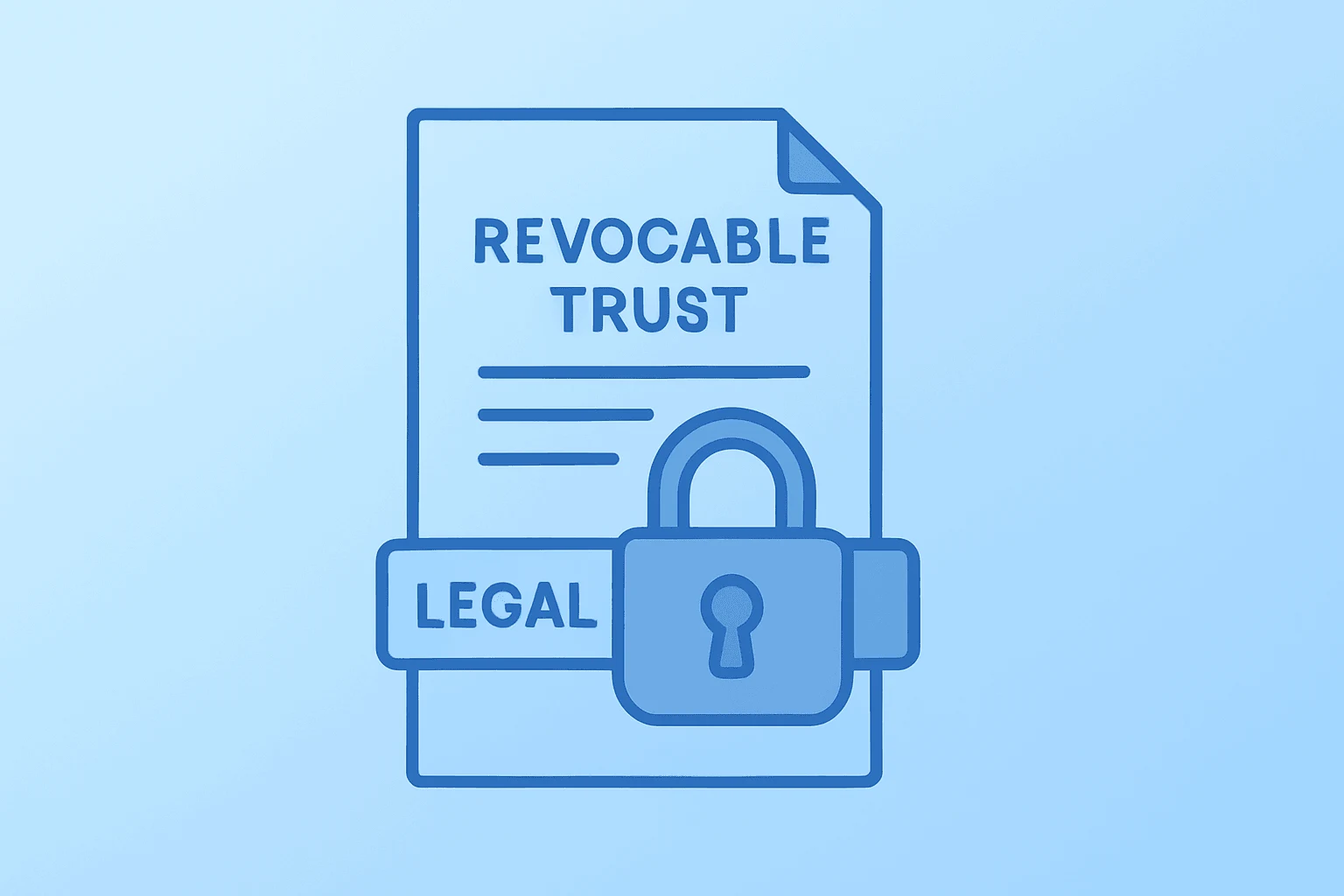 Flat vector of a revocable-trust vault constrained by a legal band to symbolize the Elon Musk SEC settlement.