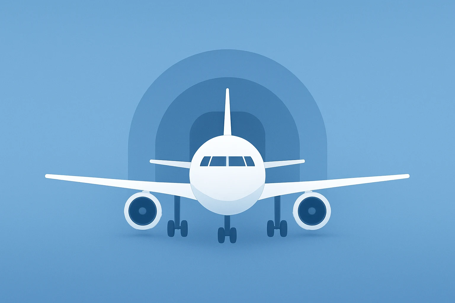 Flat vector airliner silhouette expanding forward to symbolize United Airlines earnings momentum and premium revenue.