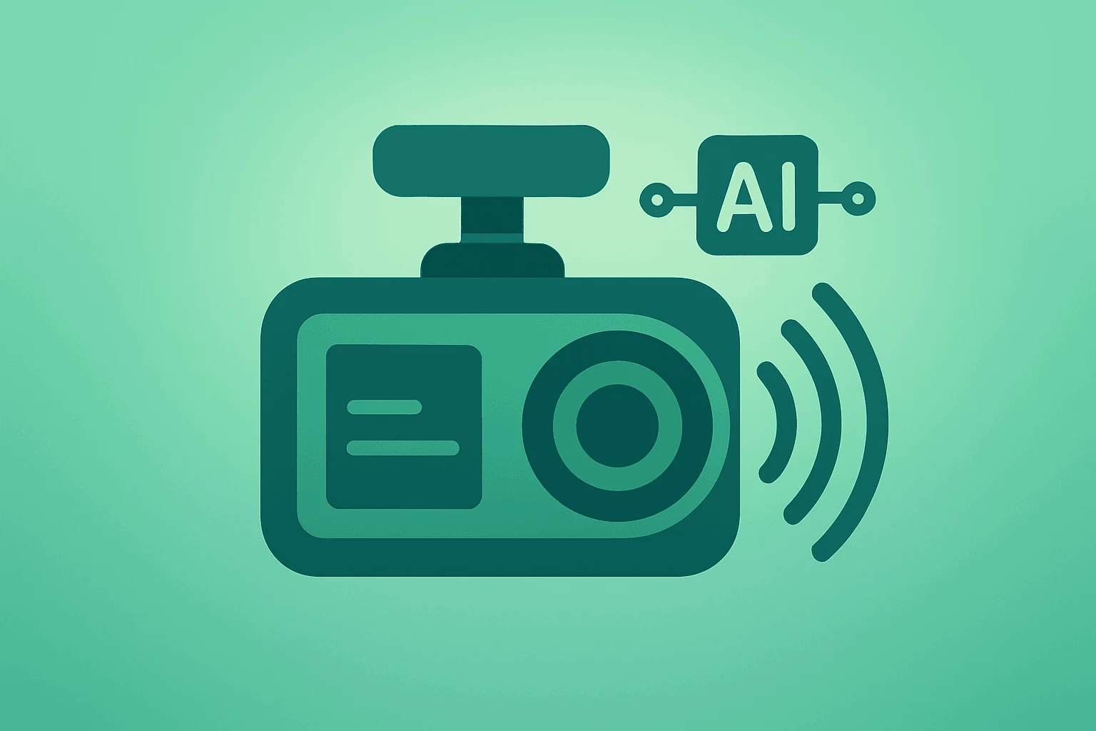 Flat filled vector of a field tablet emitting an AI pulse representing Samsara earnings, ARR scale and Operational AI.
