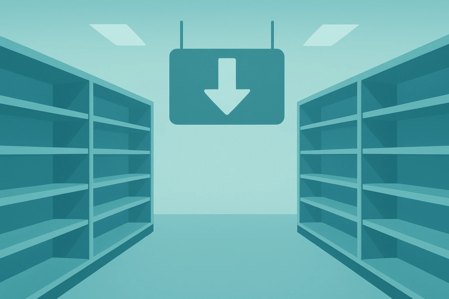 Flat vector retail storefront icon with a dimming light and a refresh motif to symbolize Target Q3 earnings.