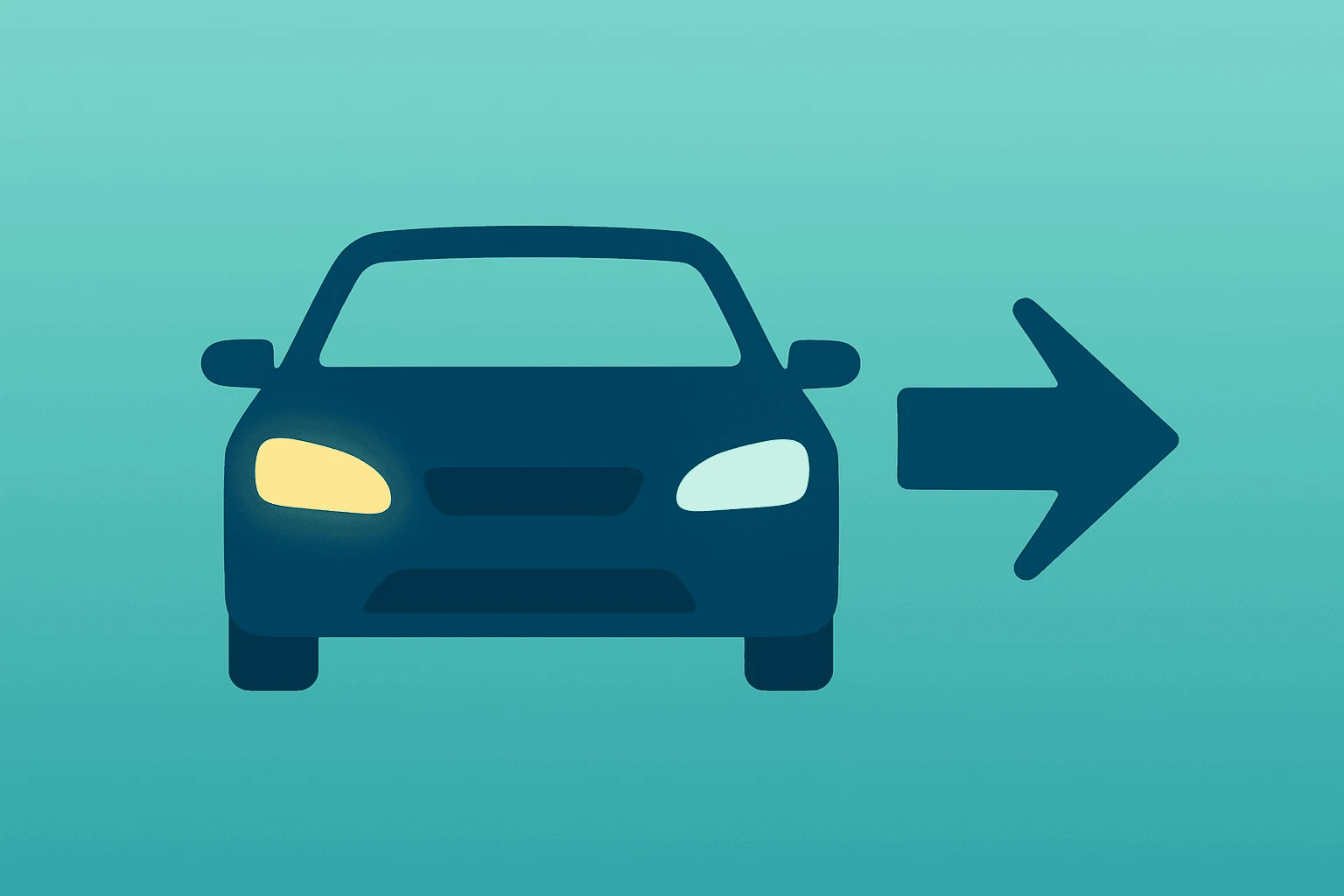 Flat-vector single retail car with a dimming headlight, symbolizing Carvana Q2 2026 earnings and cautious guidance.