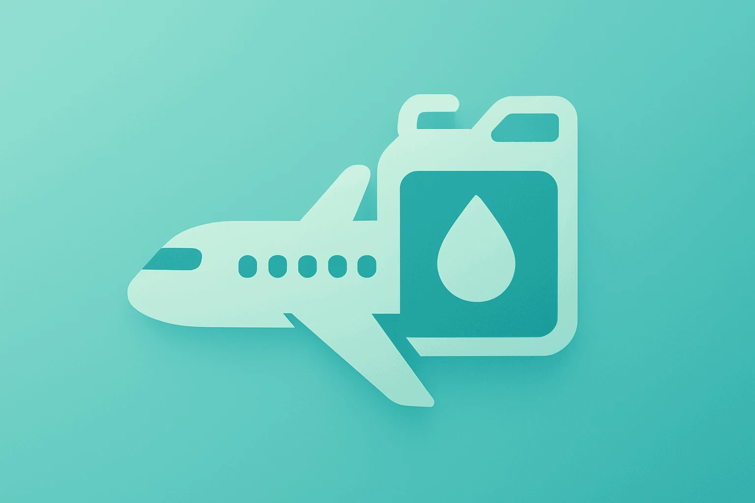 Flat vector of an airplane fuselage paired with a fuel tank, symbolizing Ryanair fuel hedge and consolidation risk.