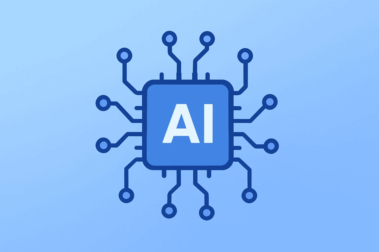 Flat filled vector of a server-grade AI chip with a bridging circuit symbolizing export focus during the Trump China Visit.