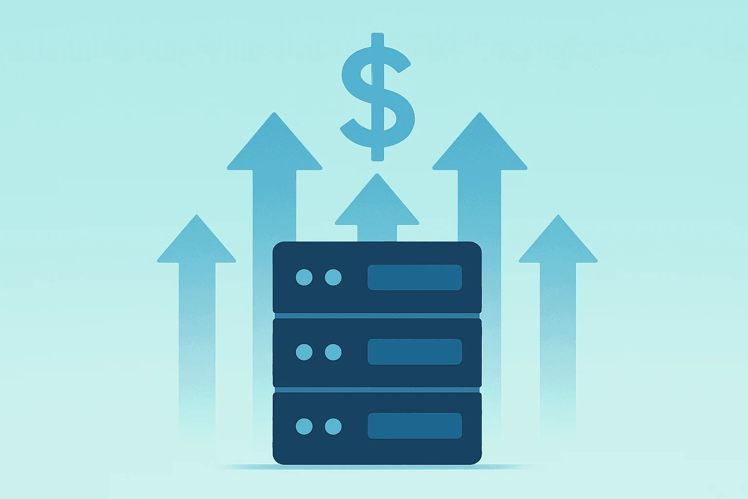 Flat filled vector of an expanding server rack to symbolize Oracle earnings, AI infrastructure growth and capital expansion.