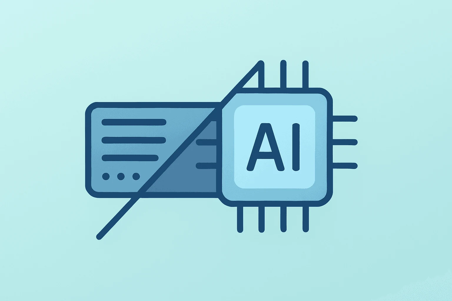 Flat filled vector of a server blade merging with a chip symbolizing Qualcomm guidance and a data-center CPU partnership