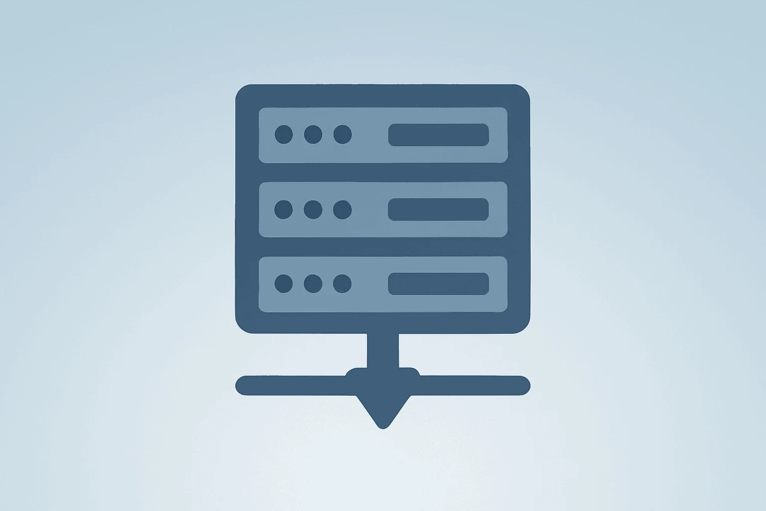 Flat filled vector of a server stack dimming to symbolize IBM stock drop and AI demand shift.