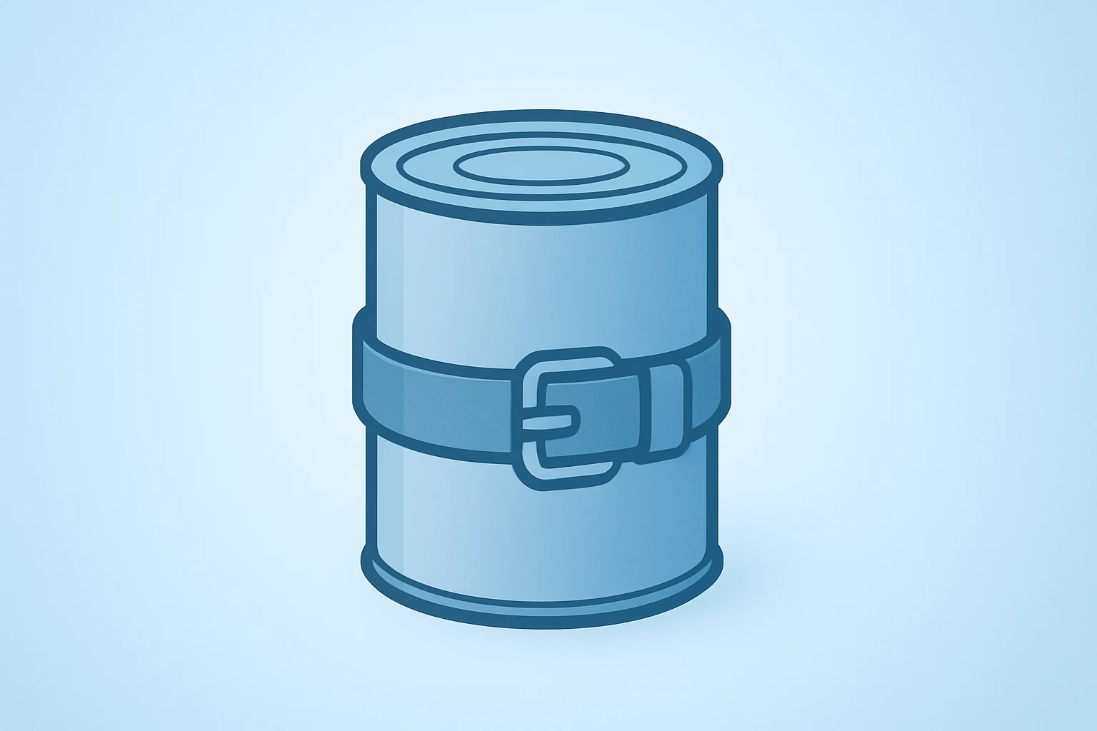 Flat vector of a packaged-food can with tightening band to symbolize Kraft Heinz pauses separation and reinvestment pivot.