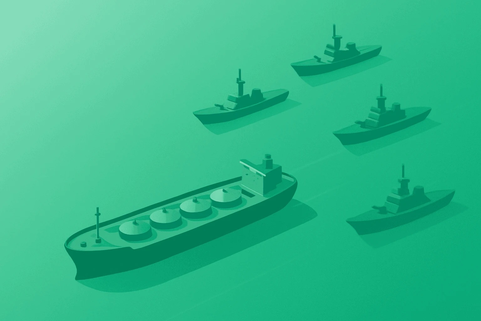 Flat filled vector of a stalled oil tanker under a naval blockade showing Iran ceasefire extended and halted Strait flows.