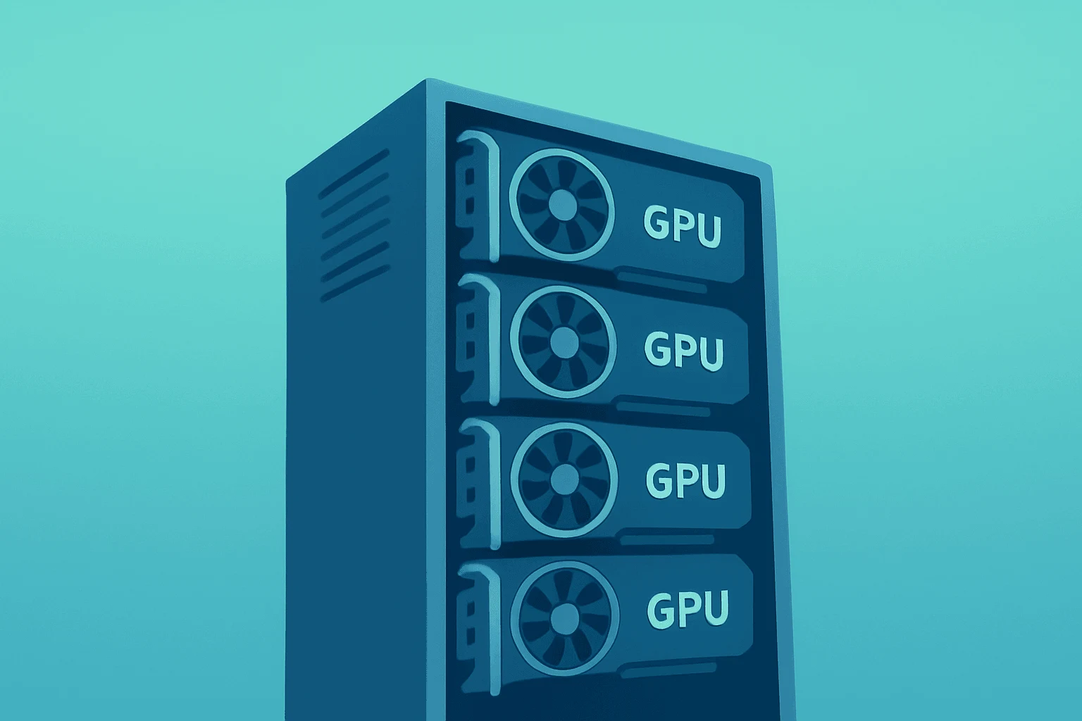 Flat vector server rack expanding with GPU modules representing AI infrastructure and Azure growth tied to Microsoft earnings