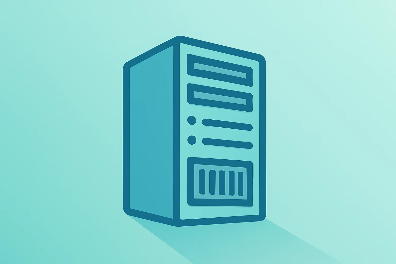 Centered flat vector of a server rack under a muted glow to symbolize margin pressure and AI investment for Workday stock.