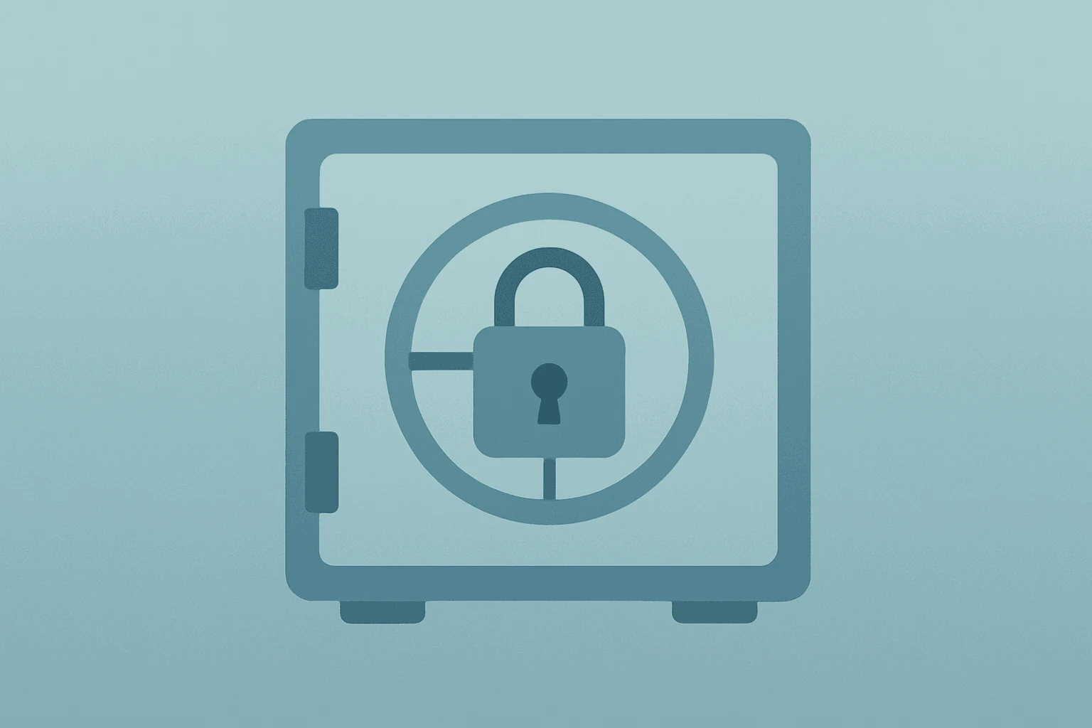 Flat filled vector of a stalled studio vault sealed by a court padlock, representing Paramount WBD Merger Paused under a TRO.