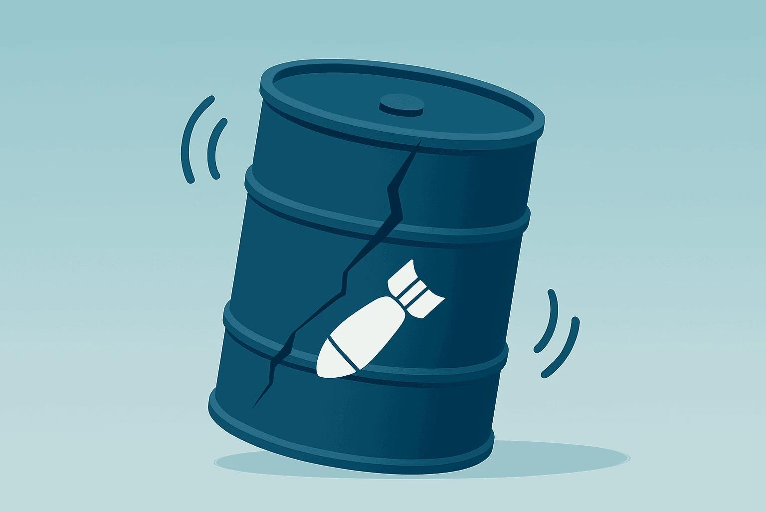 Flat filled vector of a munitions drum under strain symbolizing Lockheed Martin Q1 2026 earnings, cost pressure and cash