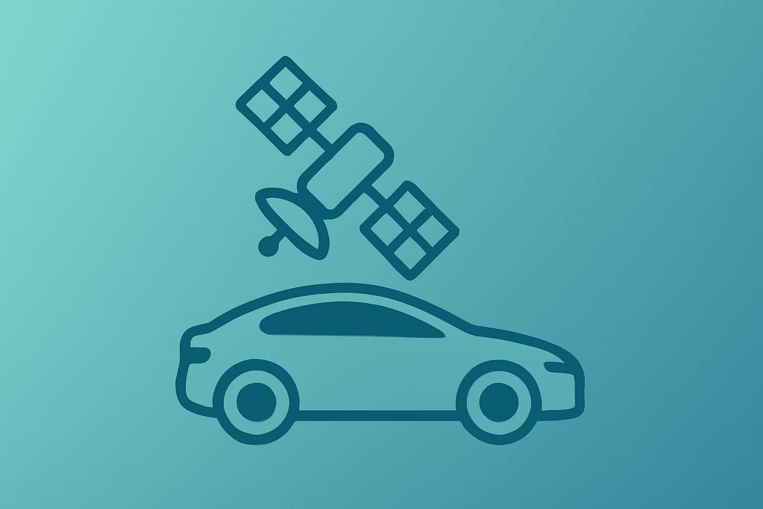 Flat vector of a satellite and electric car fused in a single icon representing the SpaceX Tesla merger and market reaction.